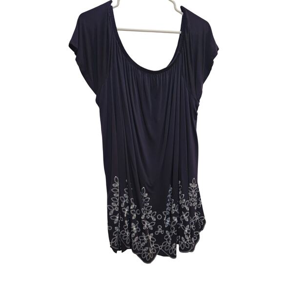 Lane Bryant Purple Embroidered Floral Scoop Neck Blouse Casual Top Size 22/24 - Picture 1 of 7